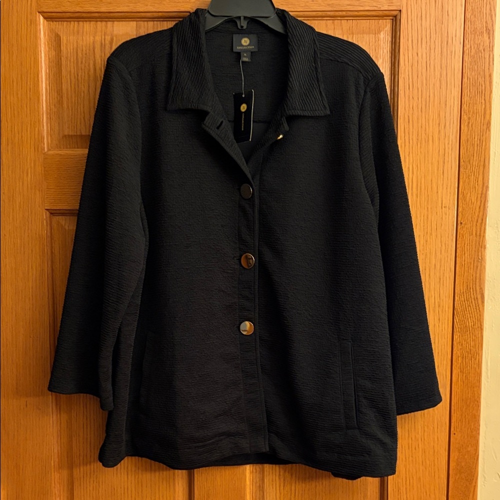 NWT - JM Collection Black Button-Up Shirt Jacket - size XL